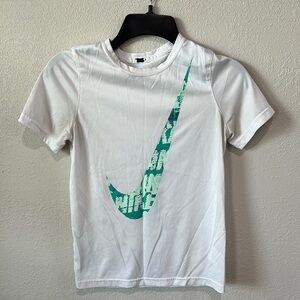 Nike Kids White T-Shirt with Green Logo